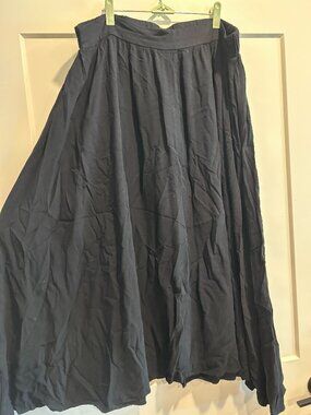 Ava & Viv 1X Black Linen Maxi Skirt Elastic Waist Flowy A-Line Target